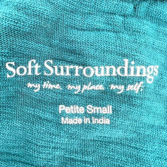 Soft Surrounding LOVE Embroidered Floral Teal Graphic Tee Size SP - Picture 7 of 9